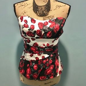 White House Black Market strapless rose top.